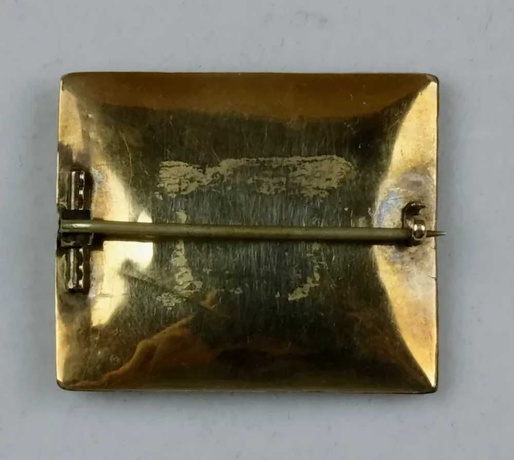 Victorian 14K Gold Enamel Hairwork Brooch Pin - image 2