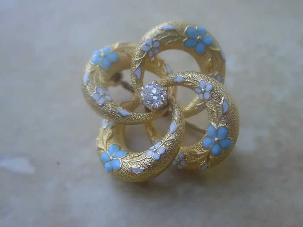 Beautiful 14K Gold Vintage Brooch w/ European Cut… - image 3