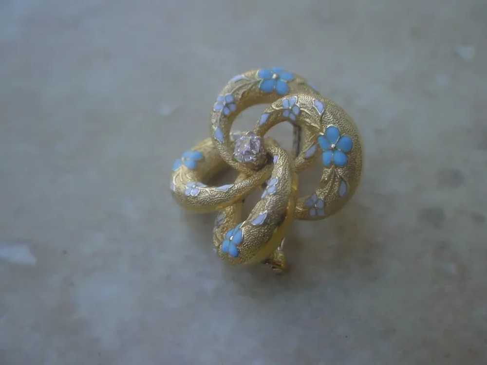 Beautiful 14K Gold Vintage Brooch w/ European Cut… - image 4