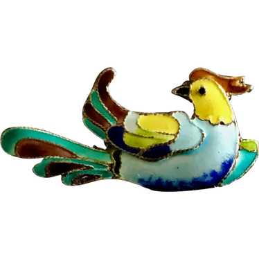 Vintage Cloisonné on Sterling Phoenix Brooch / Pin - image 1