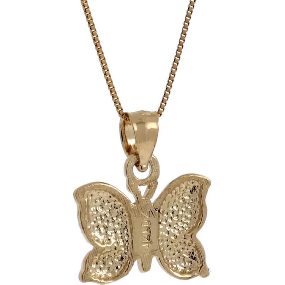 Vintage Butterfly Pendant Charm 14K Yellow Gold L… - image 1