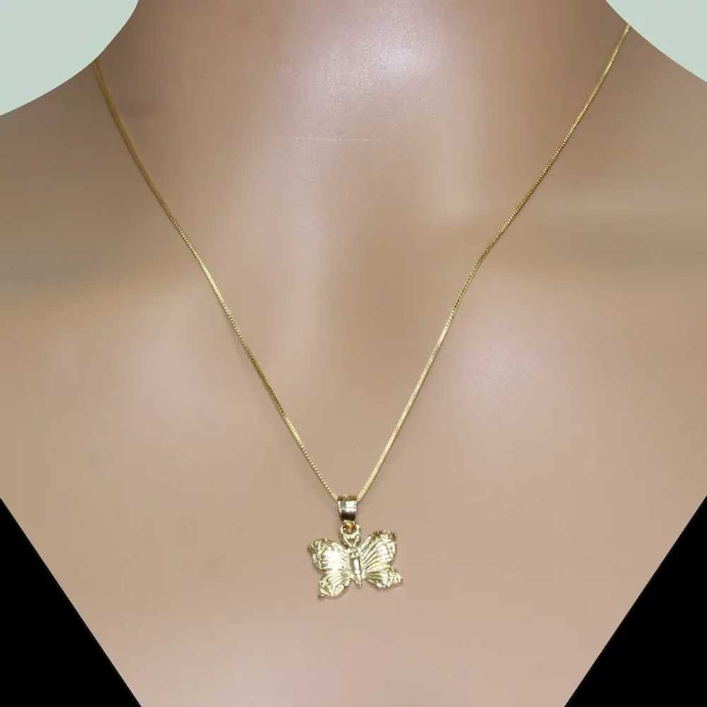 Vintage Butterfly Pendant Charm 14K Yellow Gold L… - image 2