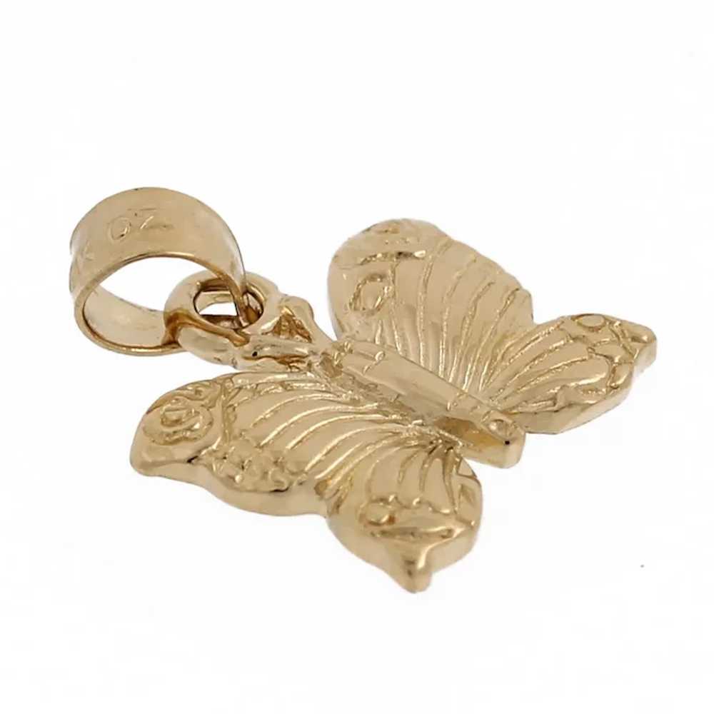 Vintage Butterfly Pendant Charm 14K Yellow Gold L… - image 3