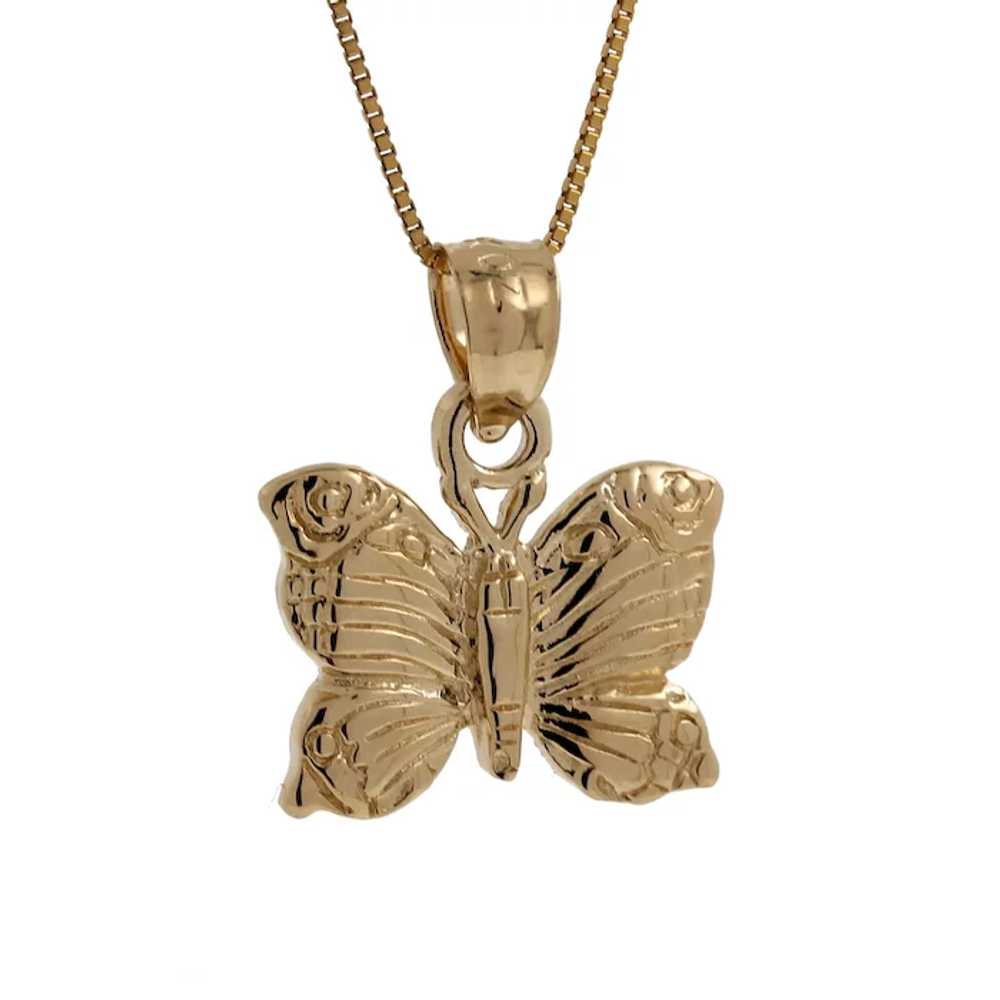 Vintage Butterfly Pendant Charm 14K Yellow Gold L… - image 5
