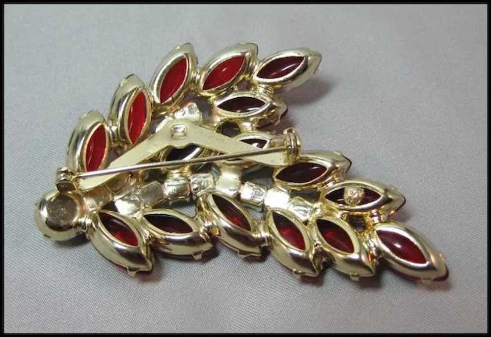 Juliana Pin with Red Navette Cabochons and Aurora… - image 2