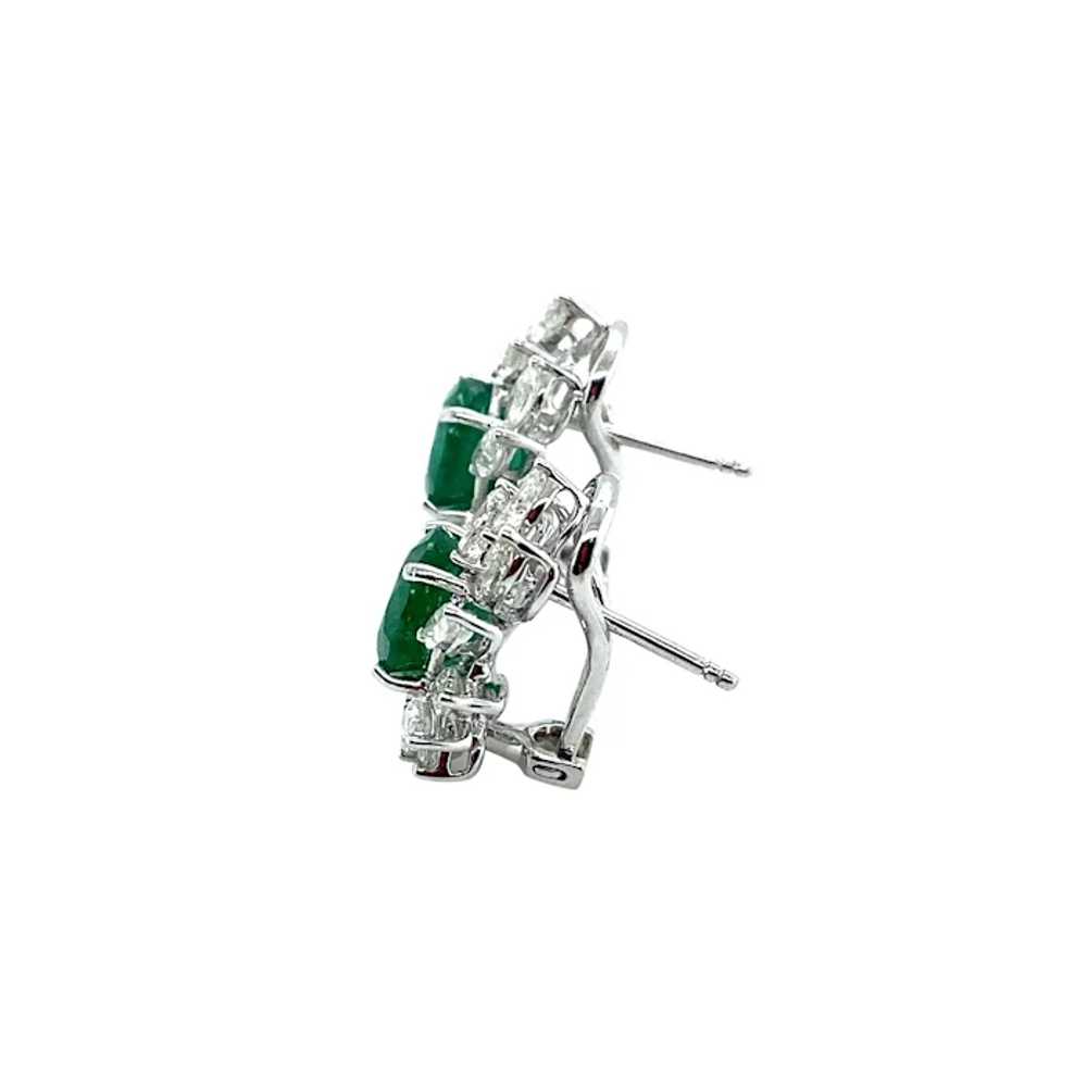 18K White Gold Emerald and Diamond Earring - image 2