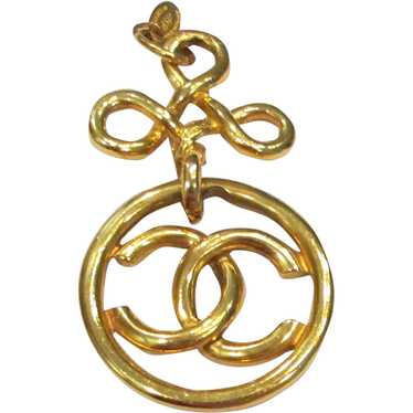 c. 1993 Authentic Chanel CC Logo Large Gold Tone … - image 1