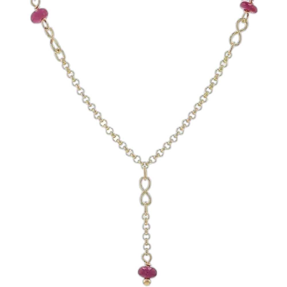 Yellow Gold Ruby Infinity Station Lariat Drop Nec… - image 1