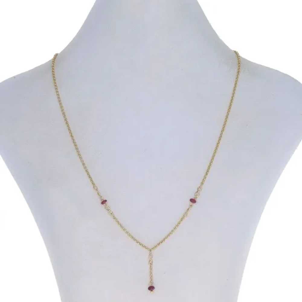 Yellow Gold Ruby Infinity Station Lariat Drop Nec… - image 2