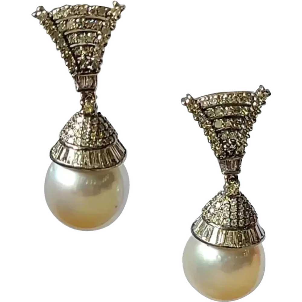 Natural Pearl & Diamonds Art Deco Style Victorian… - image 1