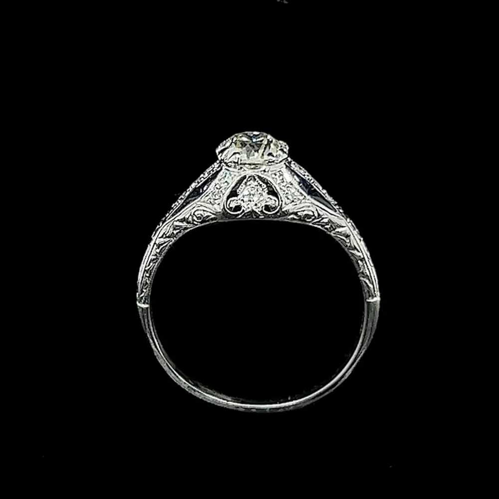 Art Deco .92ct. Diamond & Sapphire Engagement - F… - image 3