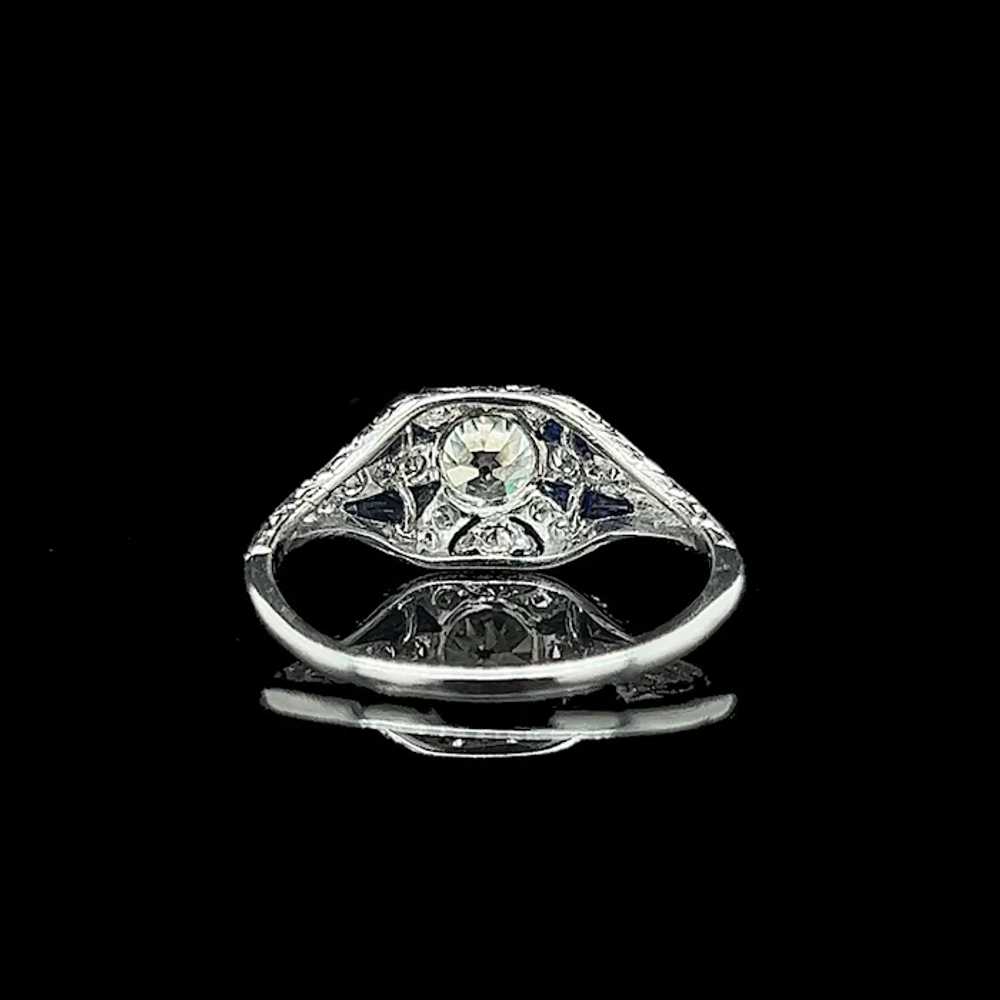 Art Deco .92ct. Diamond & Sapphire Engagement - F… - image 4
