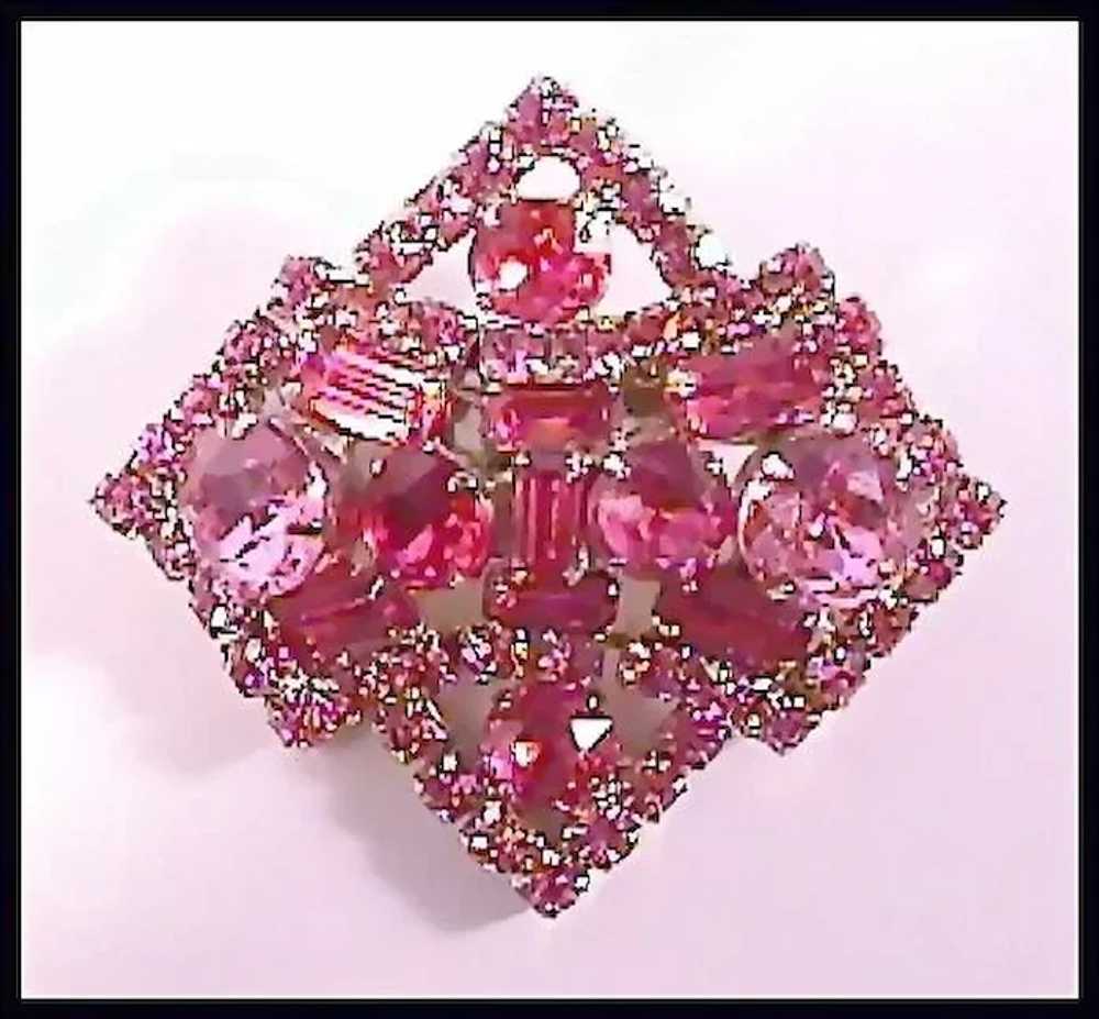 Dazzling Pink Rhinestone Pin Brooch - image 1