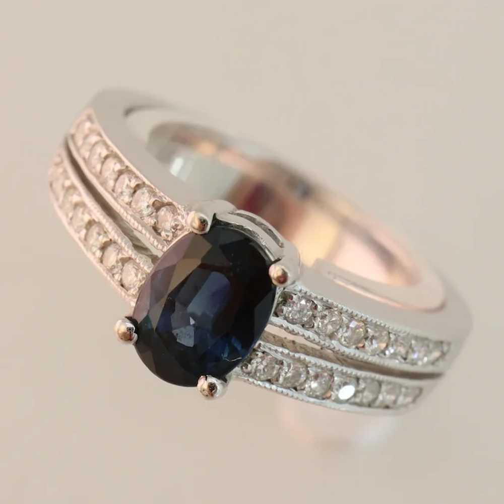 Size 6.5 Sapphire & Pave Diamond Split Shank Whit… - image 10