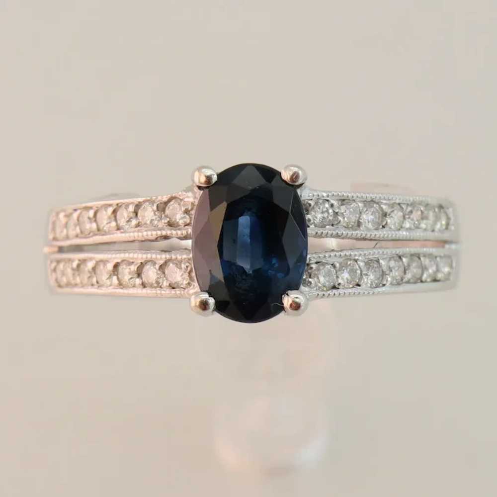 Size 6.5 Sapphire & Pave Diamond Split Shank Whit… - image 11