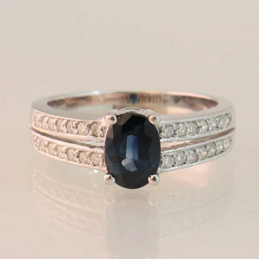 Size 6.5 Sapphire & Pave Diamond Split Shank Whit… - image 6