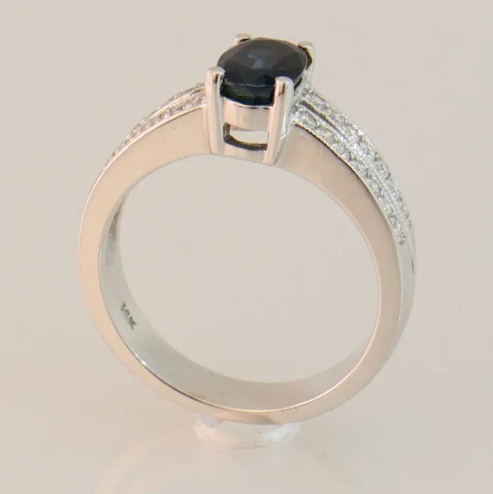Size 6.5 Sapphire & Pave Diamond Split Shank Whit… - image 7