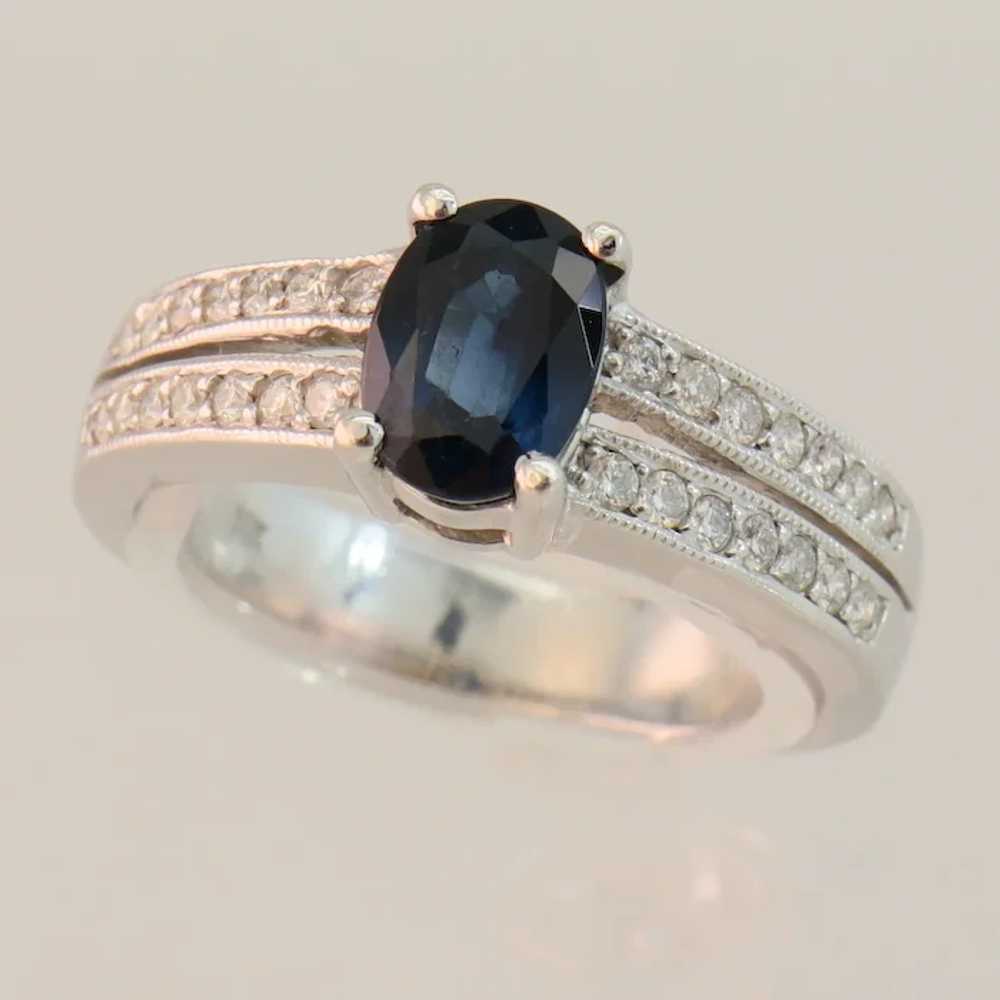 Size 6.5 Sapphire & Pave Diamond Split Shank Whit… - image 9