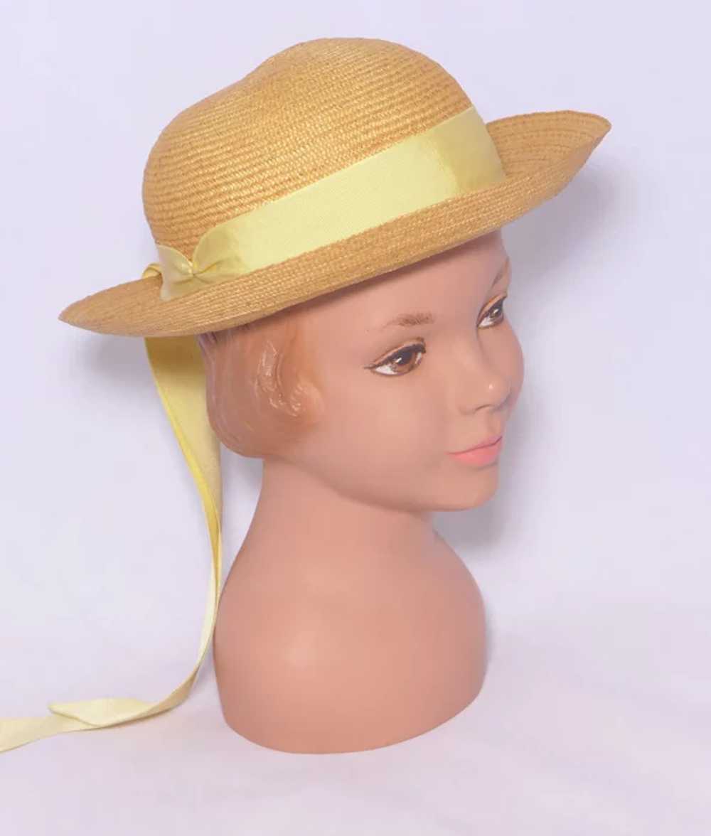 Vintage 1940s-1950s Childs/Girls Straw Hat Yellow… - image 10