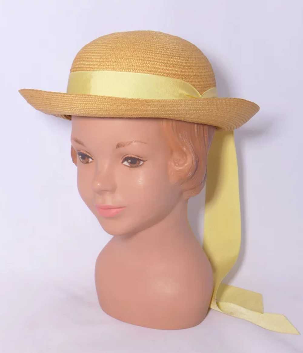 Vintage 1940s-1950s Childs/Girls Straw Hat Yellow… - image 11