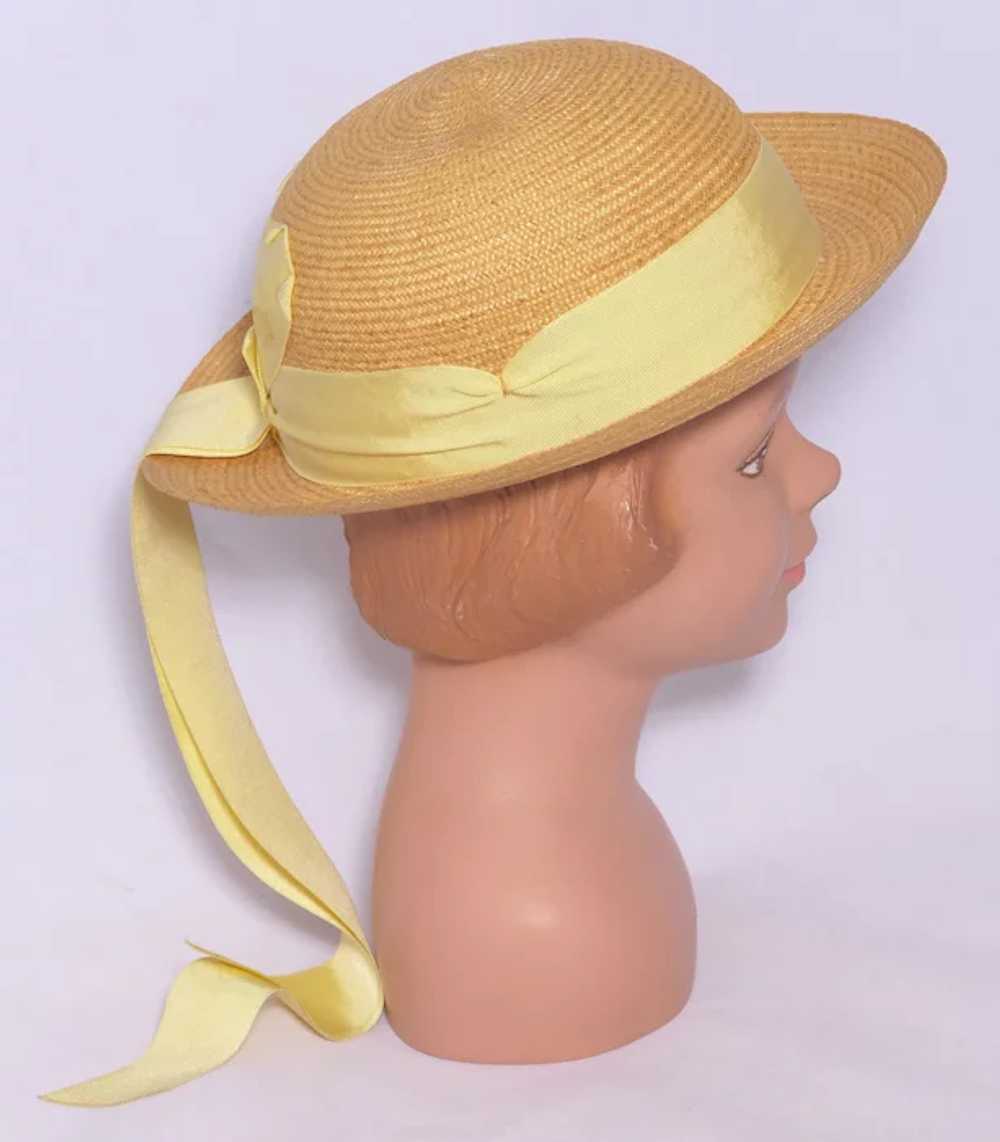 Vintage 1940s-1950s Childs/Girls Straw Hat Yellow… - image 2