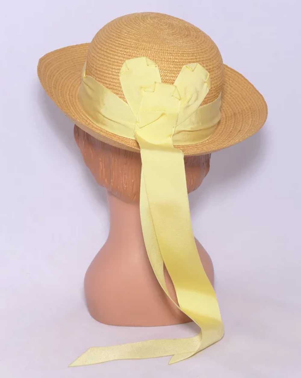 Vintage 1940s-1950s Childs/Girls Straw Hat Yellow… - image 3