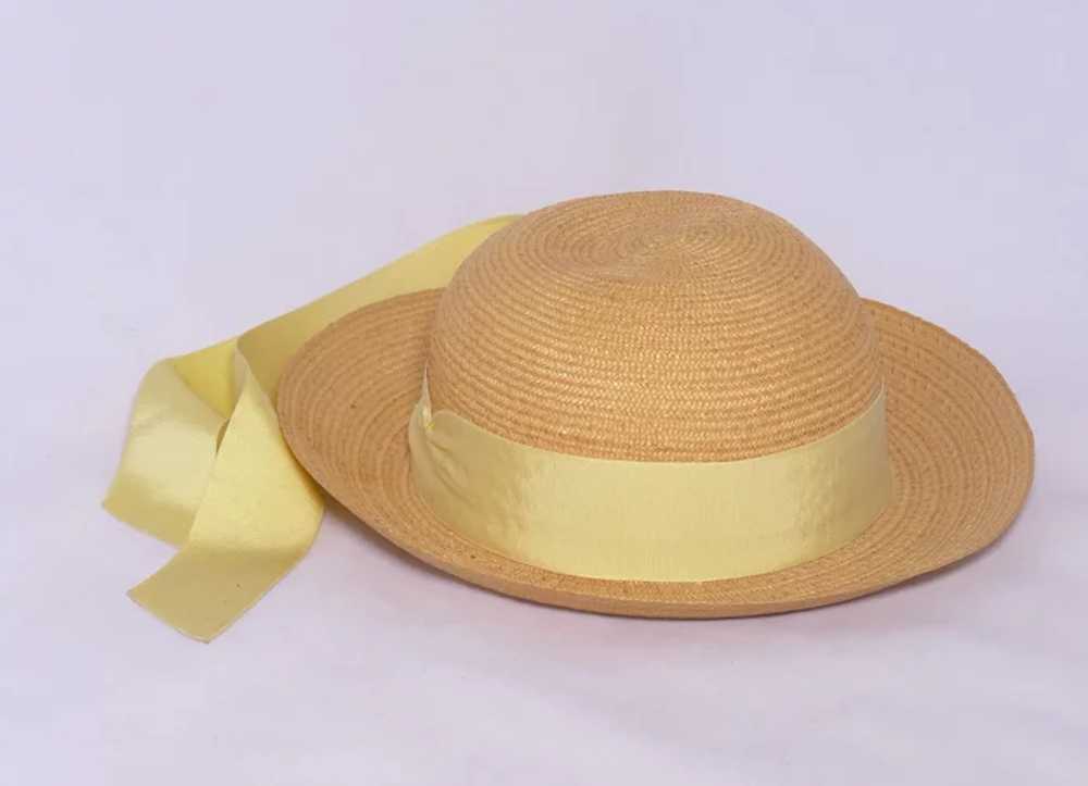 Vintage 1940s-1950s Childs/Girls Straw Hat Yellow… - image 5