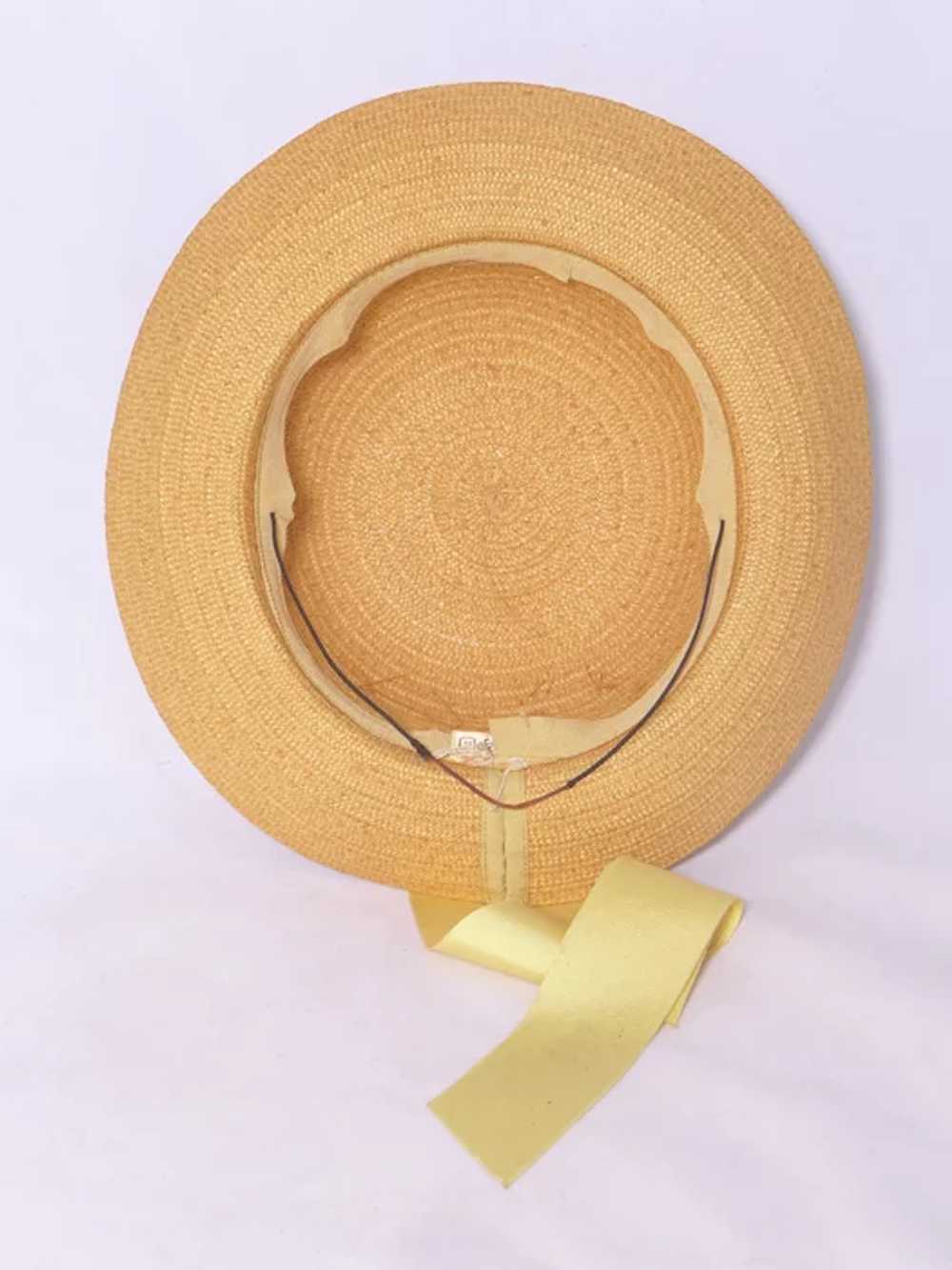 Vintage 1940s-1950s Childs/Girls Straw Hat Yellow… - image 6