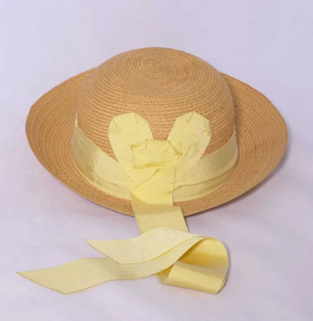 Vintage 1940s-1950s Childs/Girls Straw Hat Yellow… - image 7