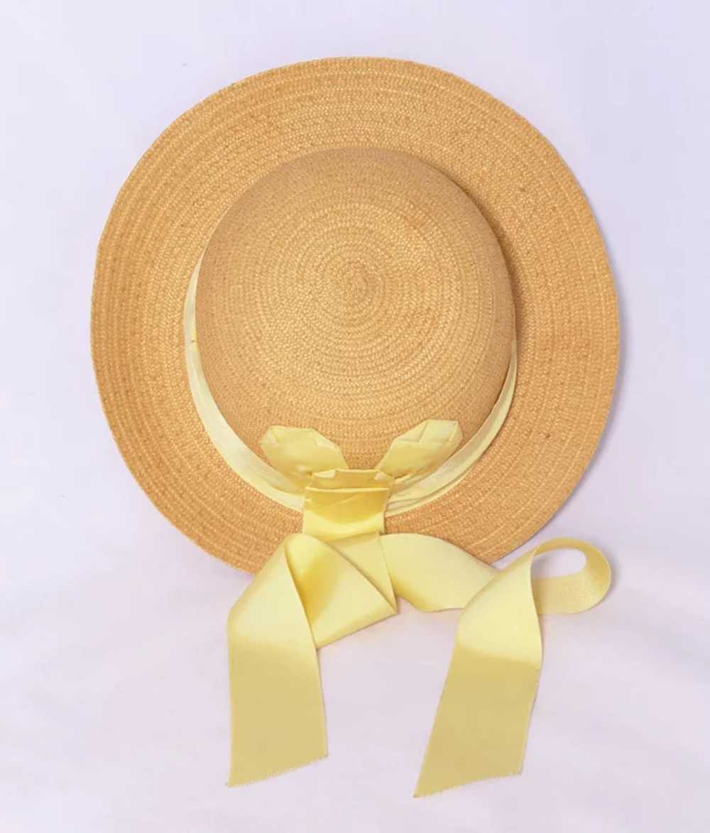 Vintage 1940s-1950s Childs/Girls Straw Hat Yellow… - image 8