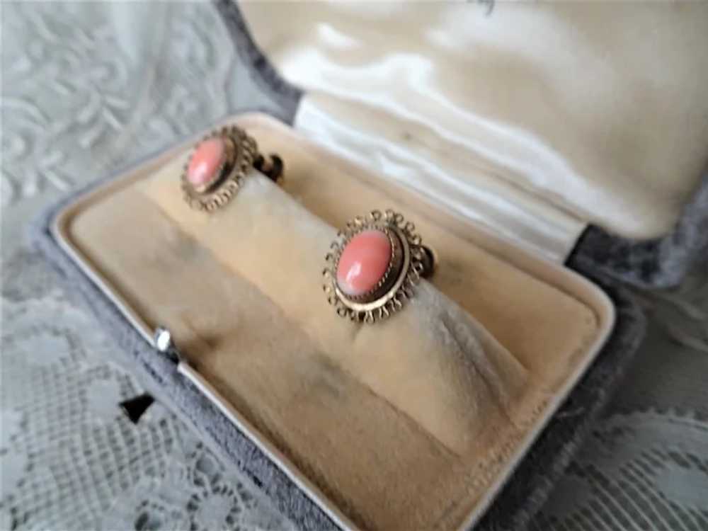 BEAUTIFUL Vintage Angel Skin Coral Earrings, Intr… - image 2