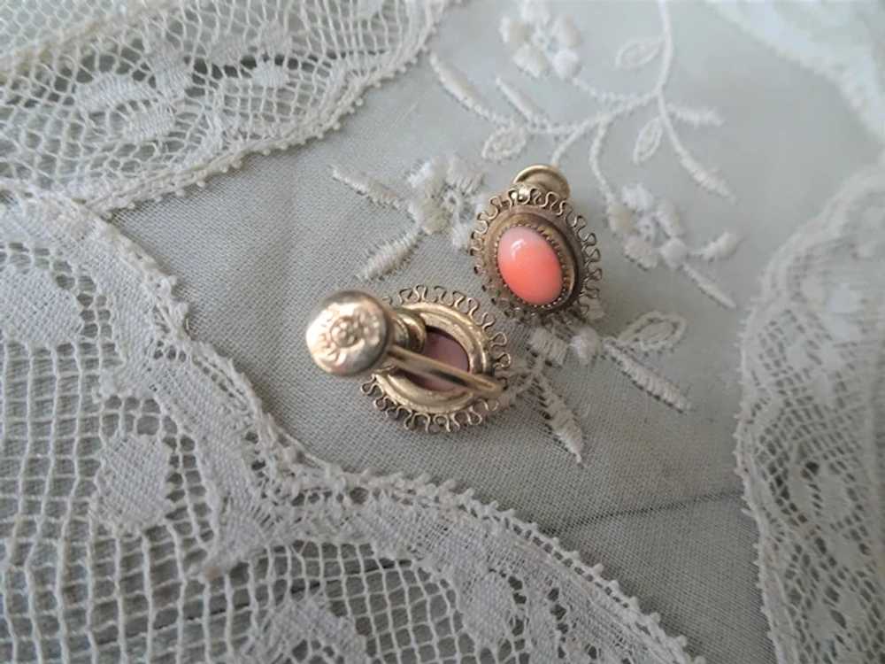 BEAUTIFUL Vintage Angel Skin Coral Earrings, Intr… - image 3