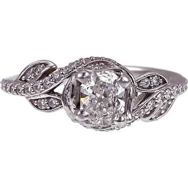 Floral Platinum & Diamond Engagement Ring - image 1