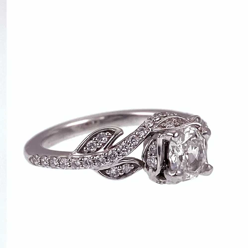 Floral Platinum & Diamond Engagement Ring - image 2