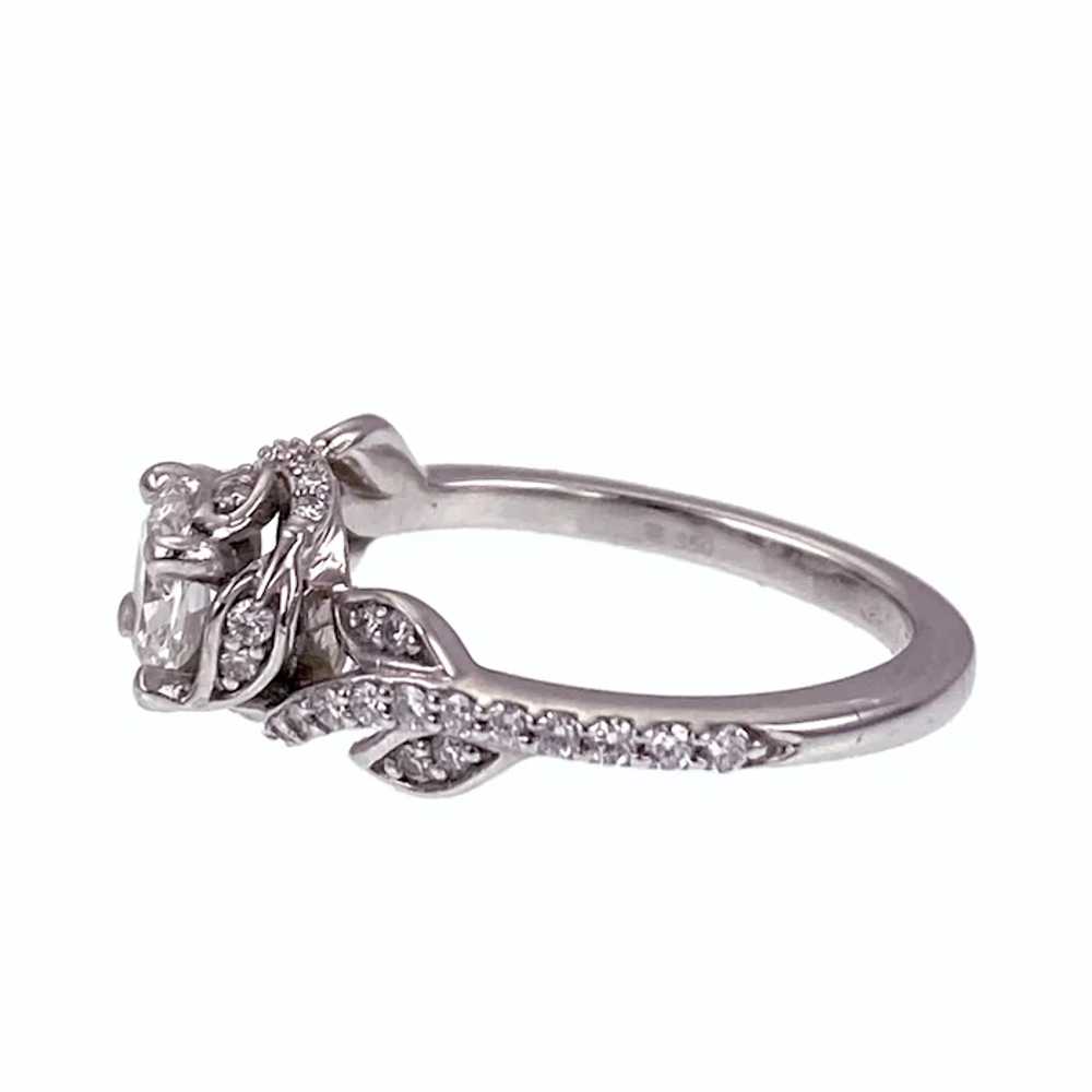 Floral Platinum & Diamond Engagement Ring - image 4