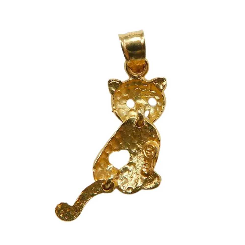 Adorable Articulated Cat Pendant 14K Yellow Gold - image 3