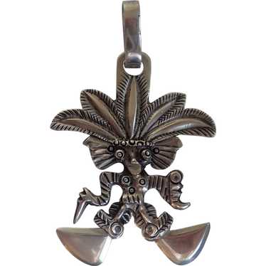 *Vintage 925 Aztec Warrior Pendant - image 1