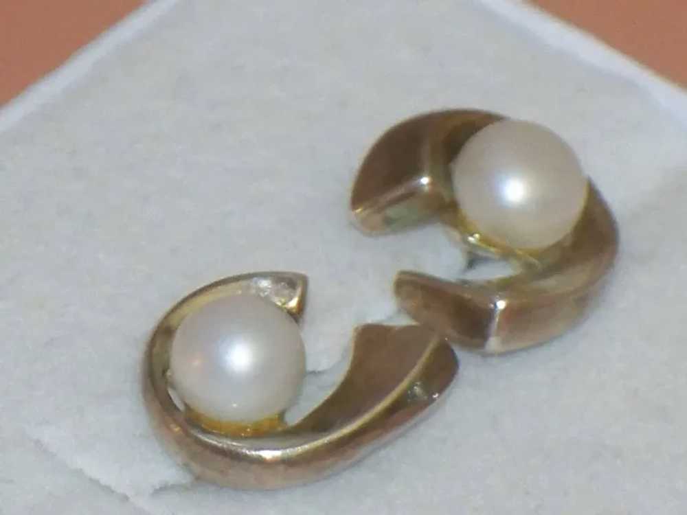 Vintage Small Sterling Silver Cultured Pearl Swir… - image 6