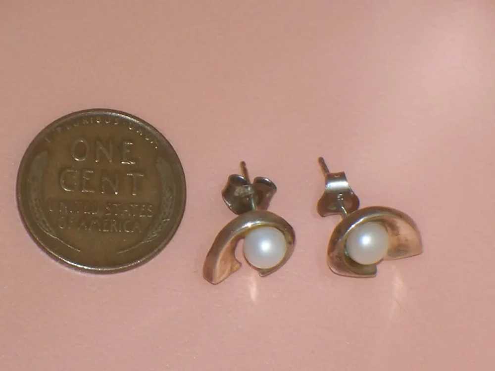 Vintage Small Sterling Silver Cultured Pearl Swir… - image 9