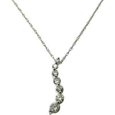 Vintage 10 Karat White Gold Diamond Pendant Neckla