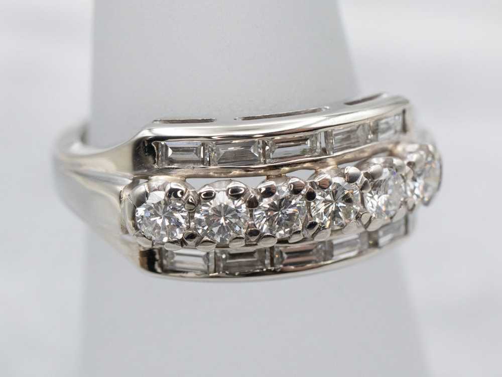 Triple Row Round and Baguette Diamond Band - image 3