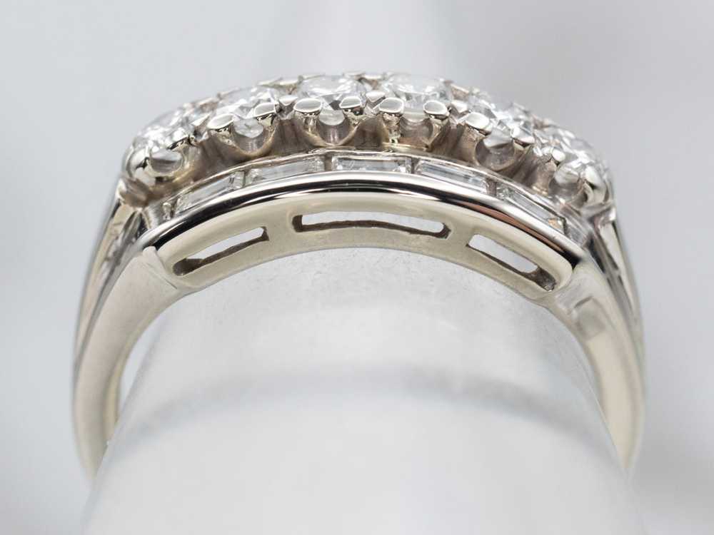 Triple Row Round and Baguette Diamond Band - image 4