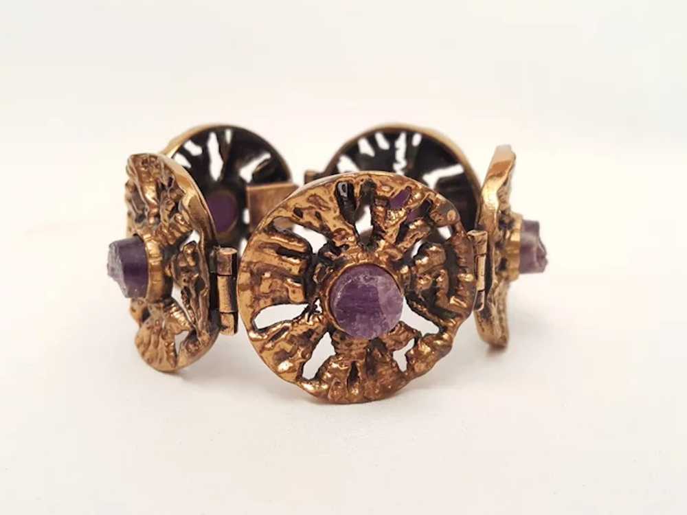 Pentti Sarpaneva - Bronze and Amethyst Bracelet -… - image 3