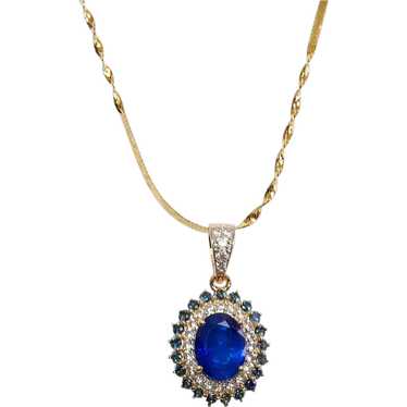 Natural Cobalt Blue Spinel Sapphire Diamond Pendan