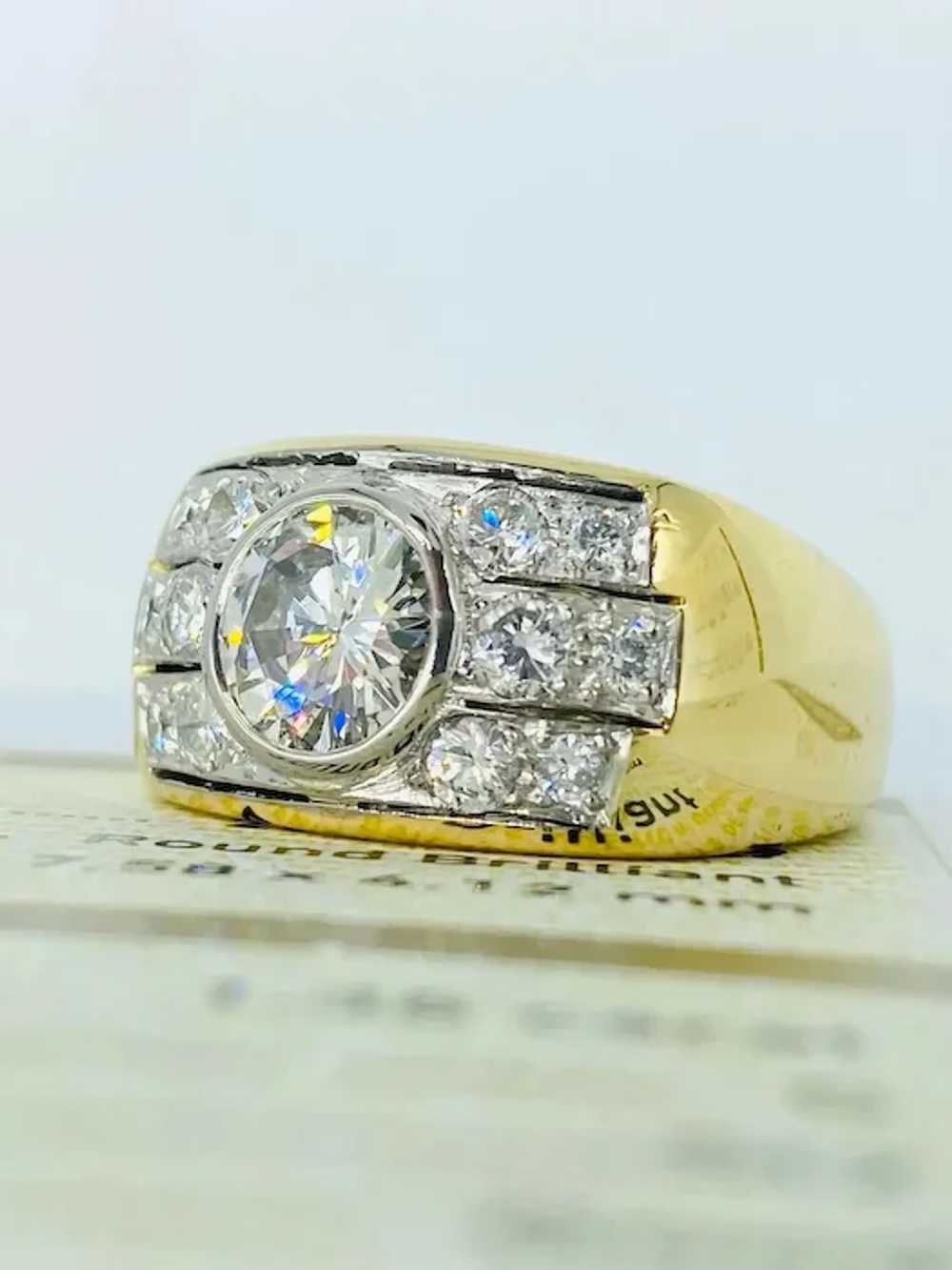 Men’s GIA Certified 2.31 Carat Round Diamond Ring… - image 2