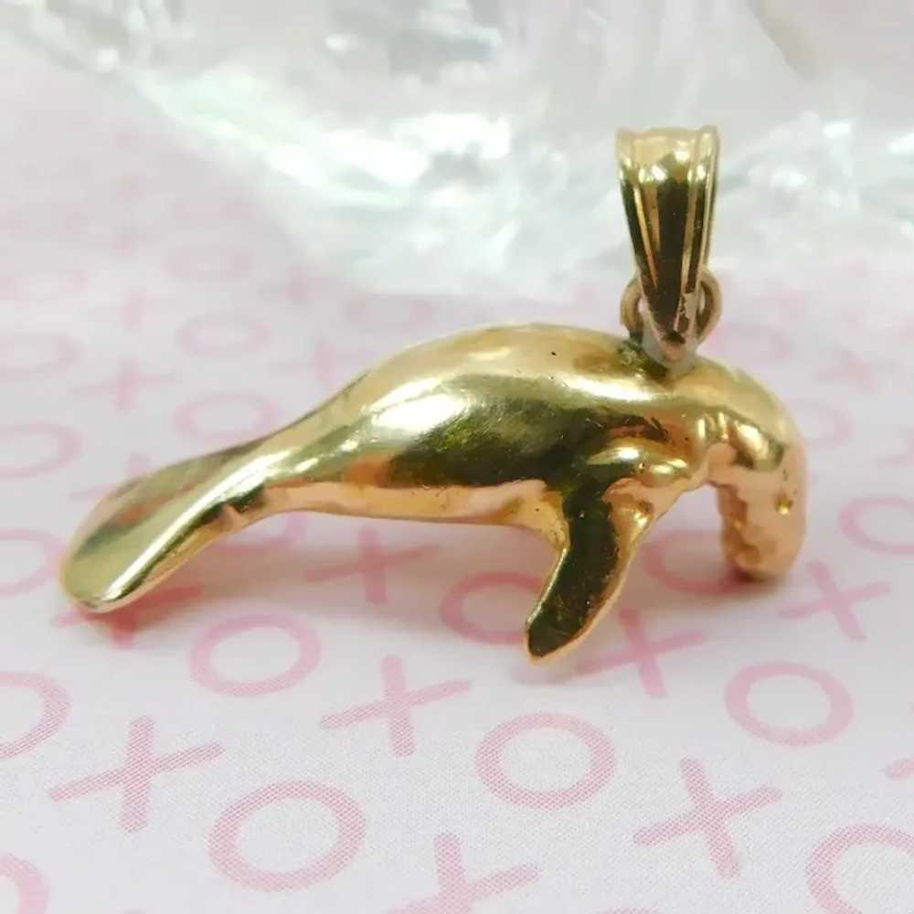 Manatee (Sea Cow) Pendant 14K Yellow Gold 14K Yel… - image 2