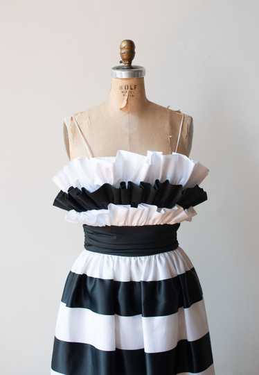 1980s Black & White Striped Dress