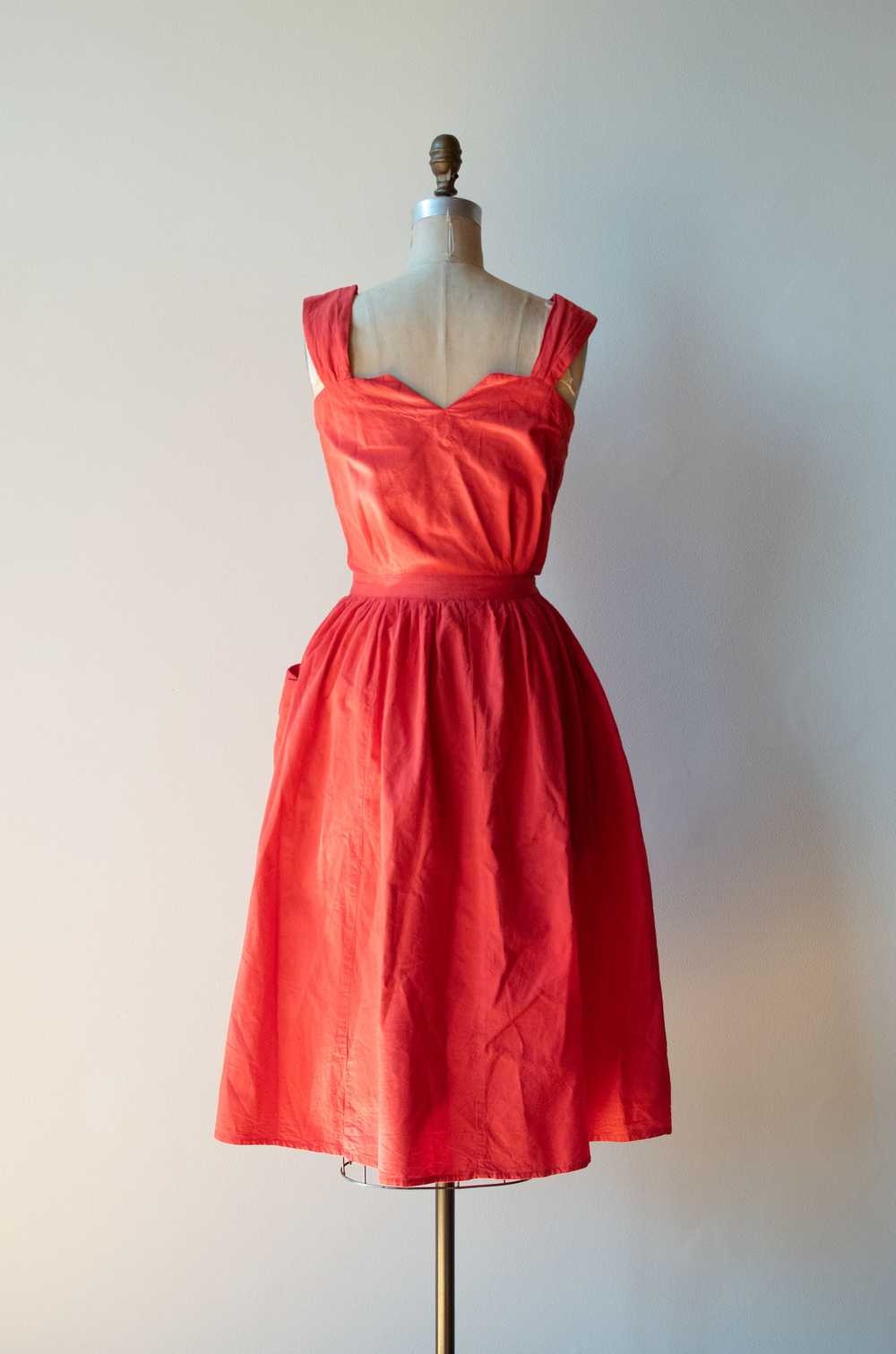 1980s Red Tie Front Dress - image 3