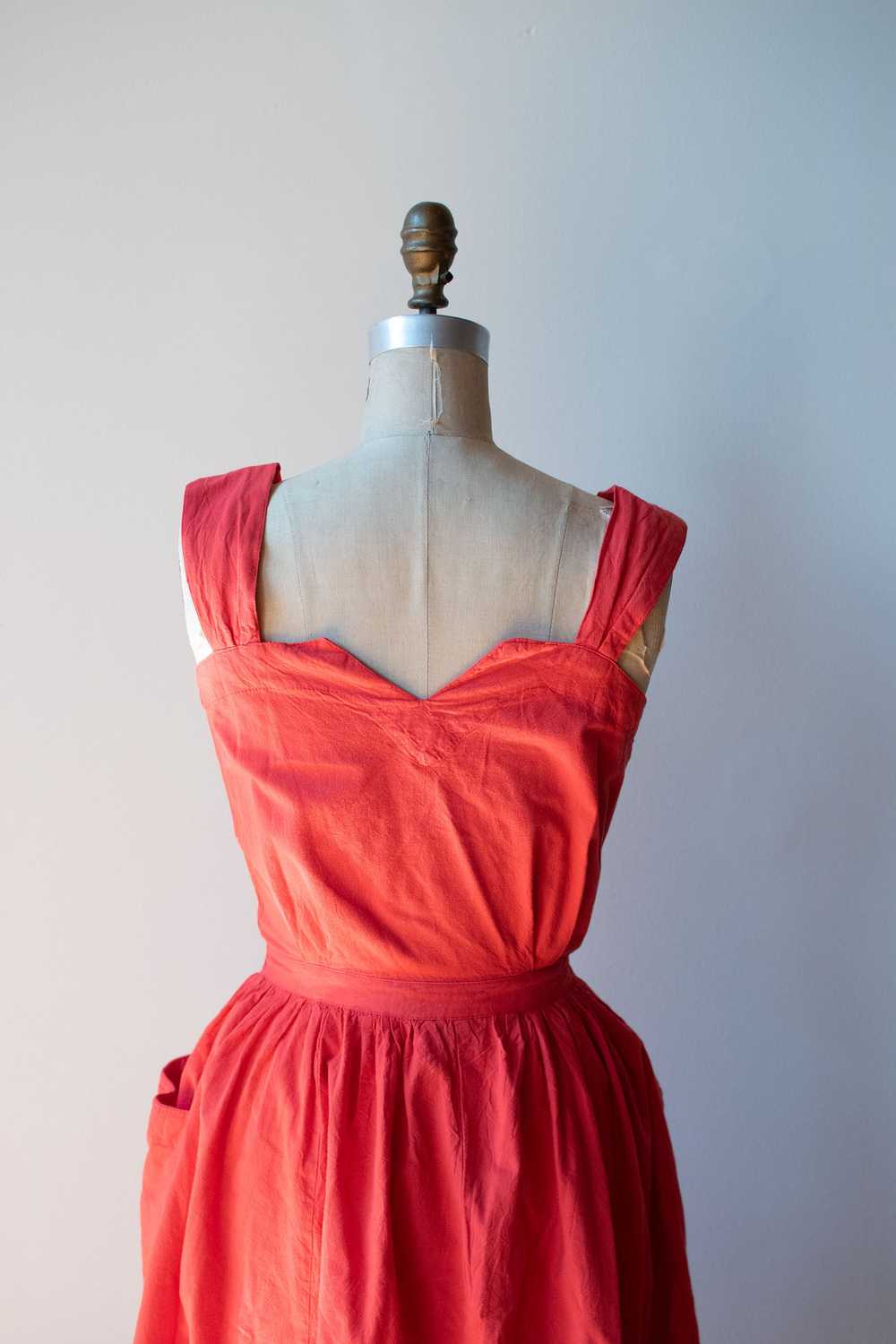 1980s Red Tie Front Dress - image 6