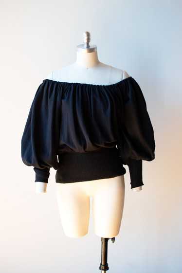 1980s Black Bishop Sleeve Sweatshirt | Norma Kama… - image 1